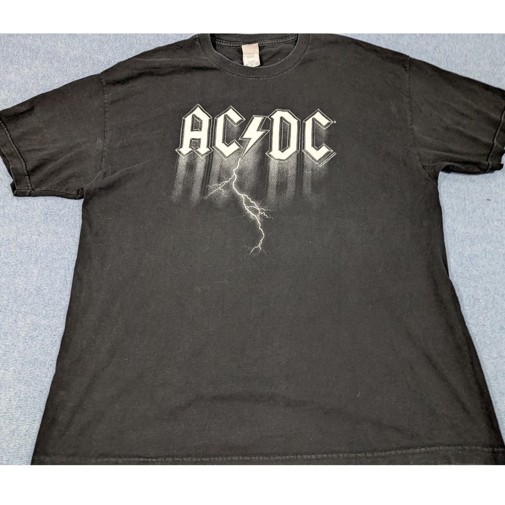 AC/DC Graphic T-Shirt Mens 2XL Black Lightning Bolt Rock Band Tee Alstyle AAA